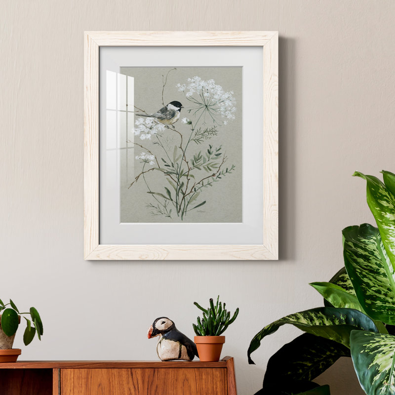 Bouquet de grâce, oiseau I - reproduction de cadre photo sur papier, Blanc, H 24 po x l 18 po x P 1,5 po