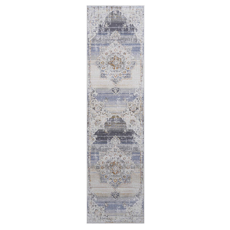 Cream/Gold/Inlaid Non-Shedding Guest Stain Resistant Area Rugs, Runner 2'2" x 8'