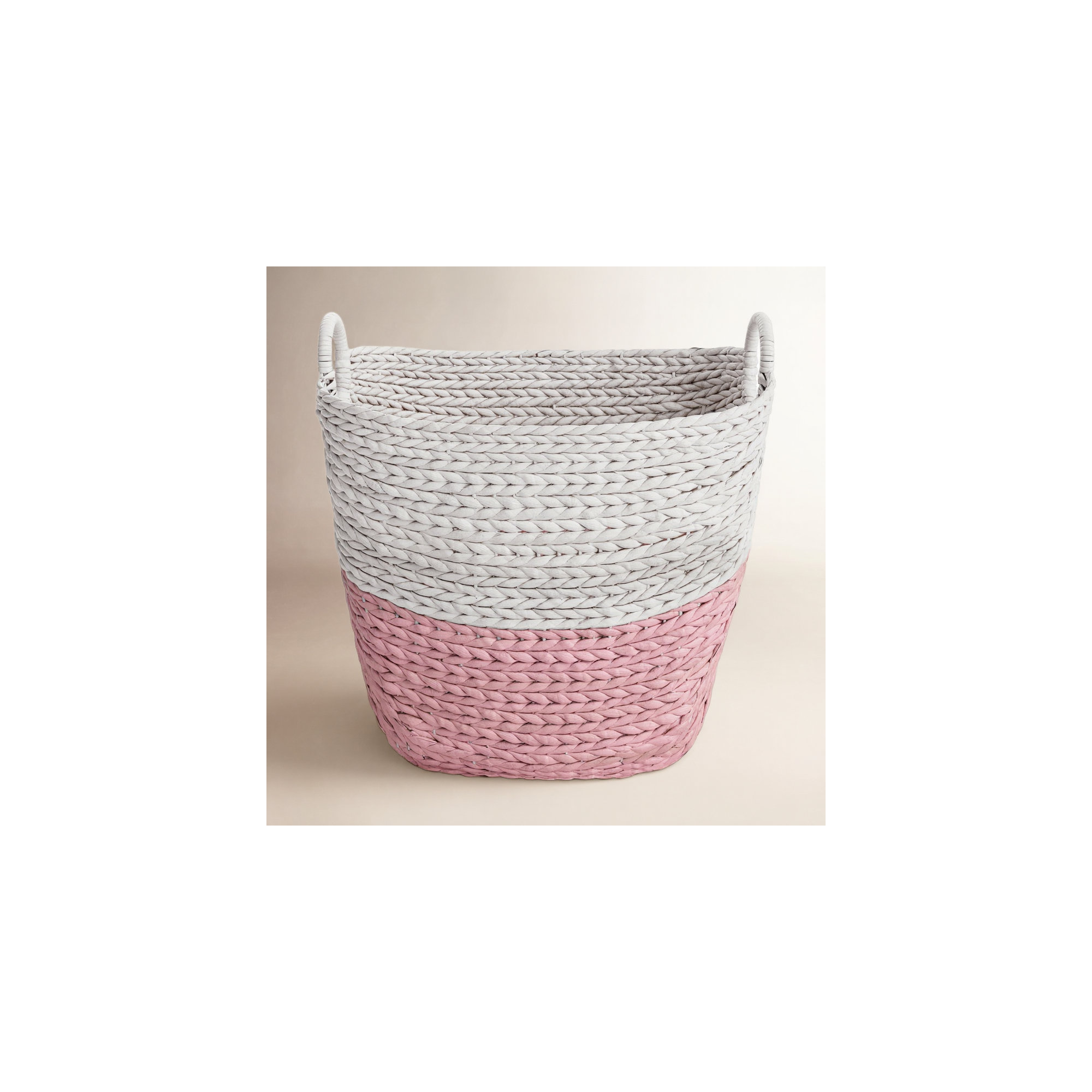 Superior Seagrass Basket, 98.94, White/Pink
