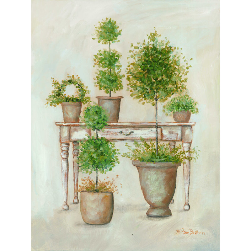 «Potting Bench & Topiaries II», reproduction sur toile tendue, H 40 po x l 30 po