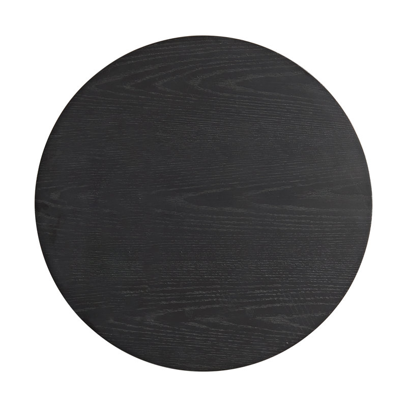 Black Round Wood Pedestal End Table, 22"