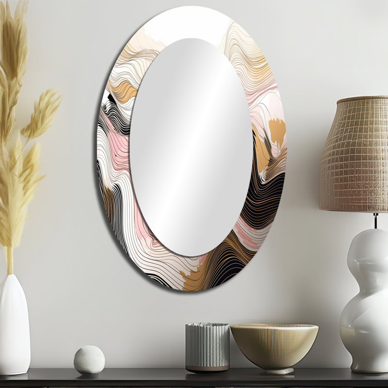 Exploration des lignes abstraites V - miroir mural ovale moderne, 36 po x 24 po
