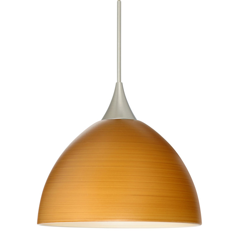 Luminaire suspendu en forme de dôme à 1 lumière Undis, Chêne, Nickel satiné, DEL