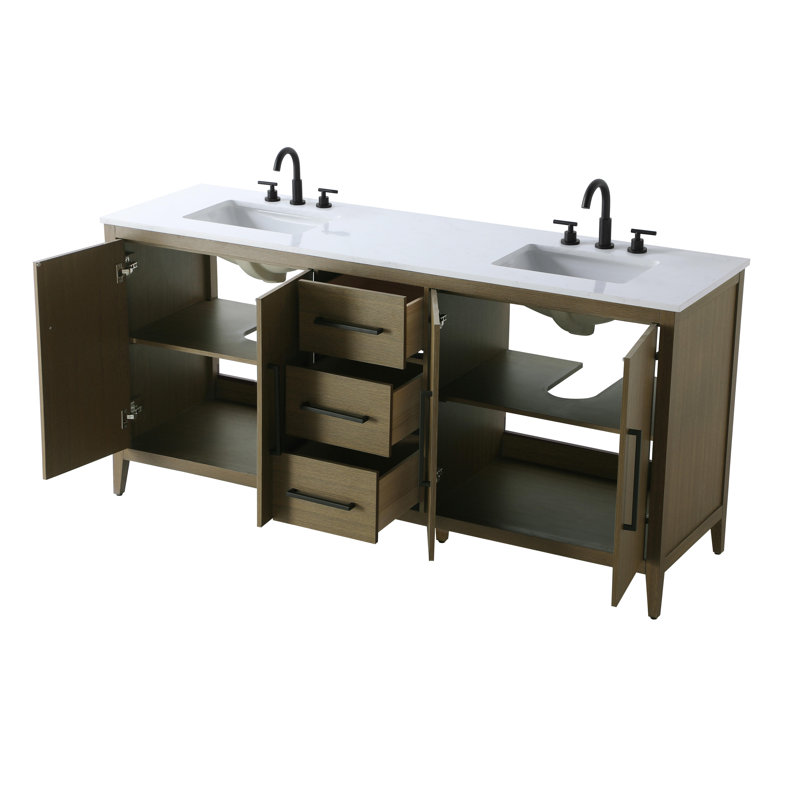Meuble-lavabo double 72 po, Brun châtaigne