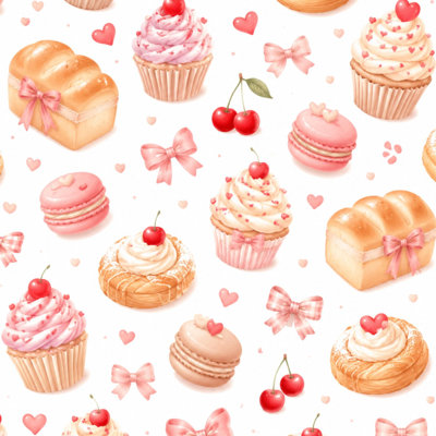 Papier peint auto-adhésif rose, boulangerie, friandises, petits gâteaux, macarons, arcs, l 23,6 po x H 118 po, papier peint amovible auto-adhésif pour la chambre de bébé