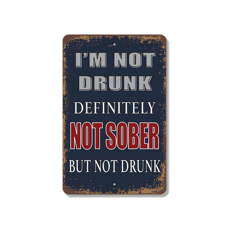 Panneau en plastique 11 po x 17 po I'm Not Drunk certainement pas sobre, H 11 po x l 17 po x P 0,1 po