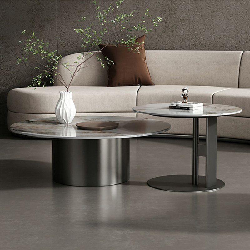 Ensemble de tables basses en pierre italienne, H 19,69 po x L 51,19 po x l 31,5 po, Noir