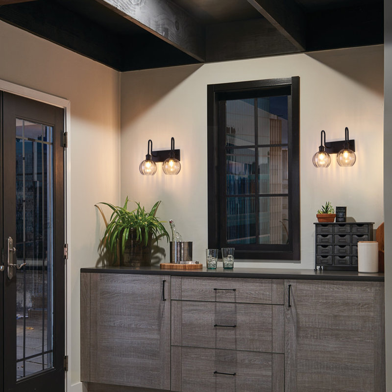 2-Light Dimmable Globe Vanity Light, Matte Black