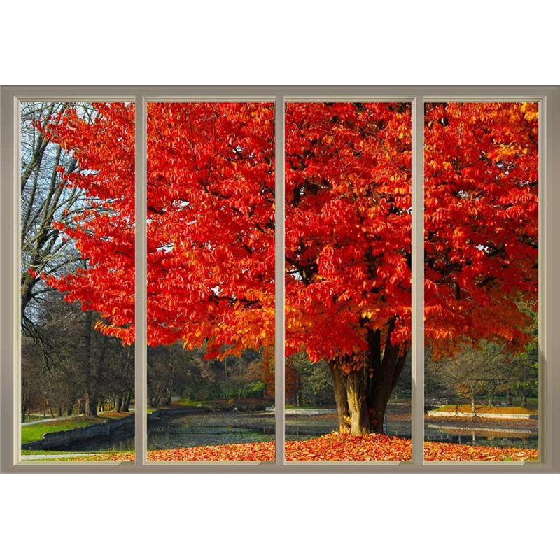 Tree By A Lake At The Park During Fall Time, 100" L x 144" W