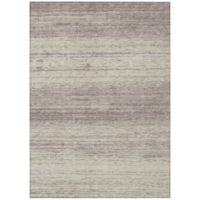 Tapis extérieur lavable rayé taupe et beige 5 pi x 8 pi