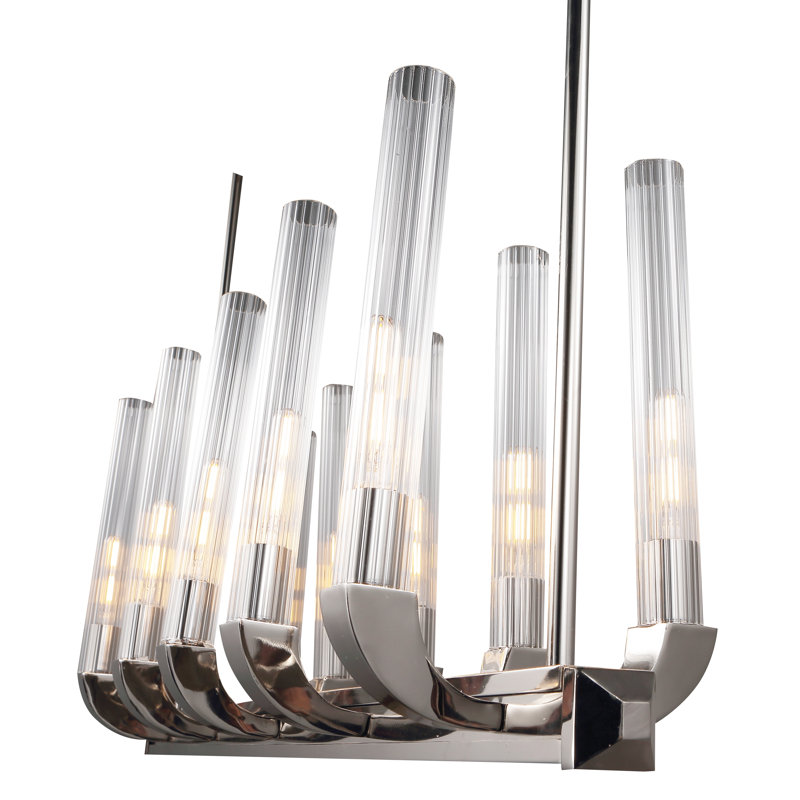 Pendentif île de cuisine 10 lumières Kelley, Nickel brillant