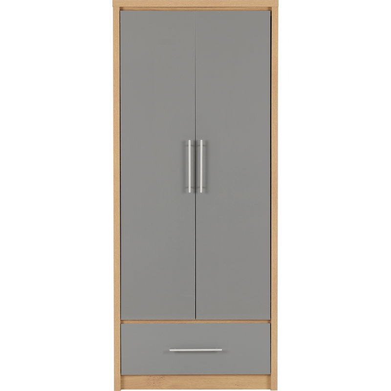 Louisa 2 Door Wardrobe, Oak / Grey
