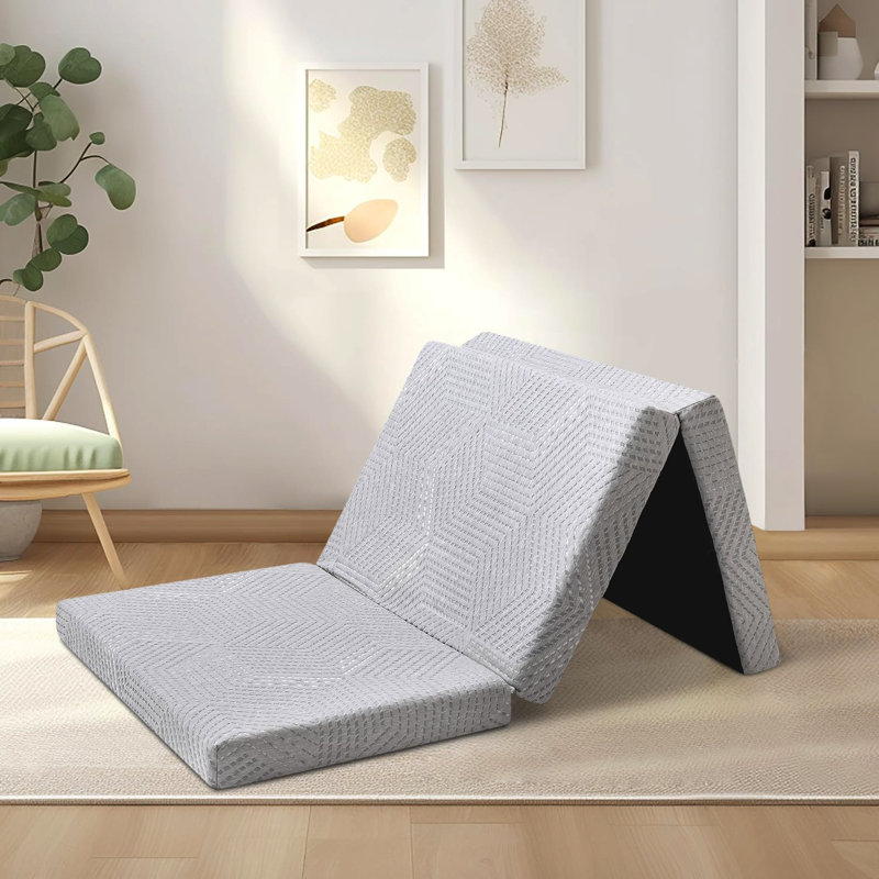 4" Foldable Mattress, Memory Foam Trifold Mattress Folding Floor Bed For Guest Room, RV, Camping, Twin