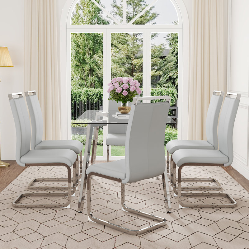 Ensemble de table de salle à manger 51 po en verre, avec plateau en verre trempé transparent, idéal pour les petits espaces