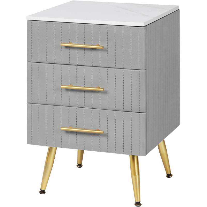 41cm W Manufactured Wood Bedside Table, Grey