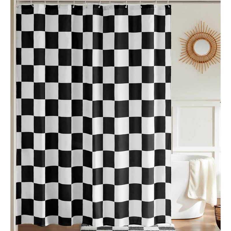 Checkered Shower Curtain, 180X180cm, Black/White