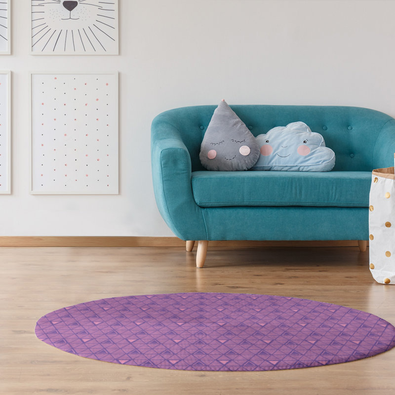 Chenille Geometric Indoor Rug, Round 5'