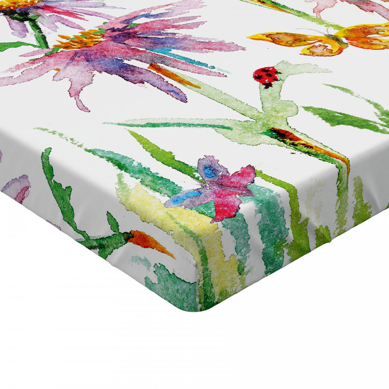 Microfiber Floral Fitted Sheet, Twin Fitted Sheet