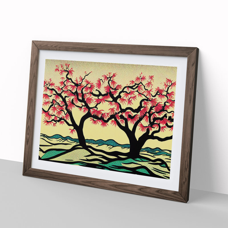 Excellent Trees - Single Picture Frame Painting, 25cm H x 34cm W x 2cm D, Walnut