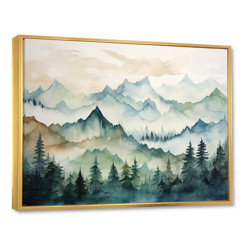 Sommet vert, montagnes du Japon - Art encadré au Japon, Cadre flottant doré, H 30 po x l 40 po x P 1,5 po