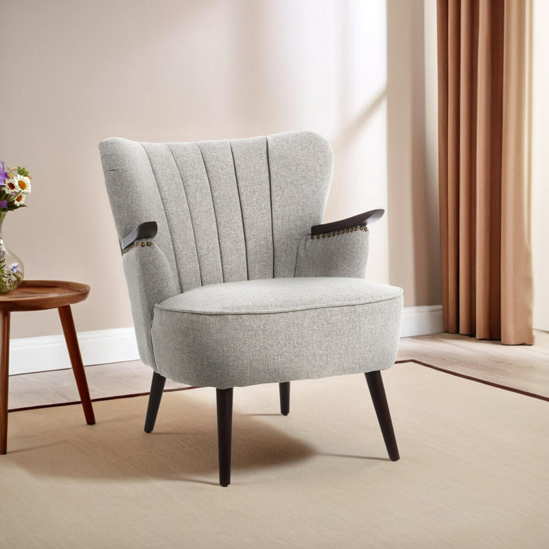 Alder Creek Upholstered Wingback Chair, Taupe, Walnut