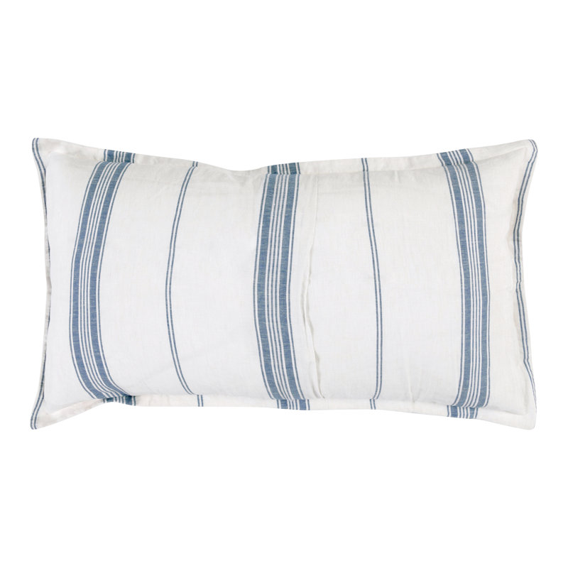 Brooke Blue Stripe Cotton Blend Sham, White/Blue Stripe, King