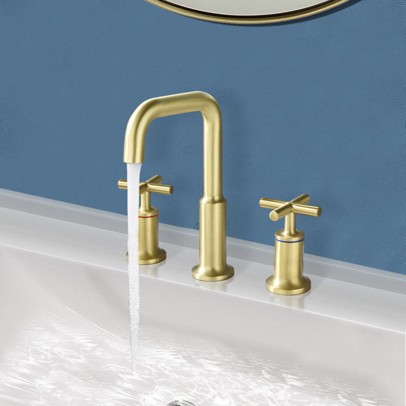 Topcraft 2 Handle Widespread Bathroom Sink Faucet, Brushed Gold