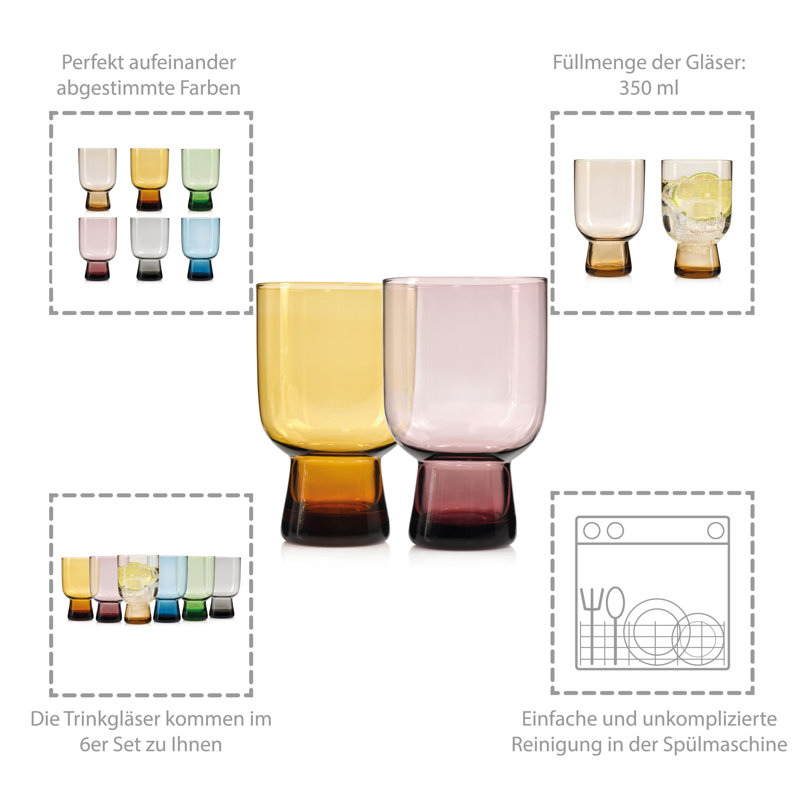 Jahlee 6 Piece 350ml Drinking Glass Set