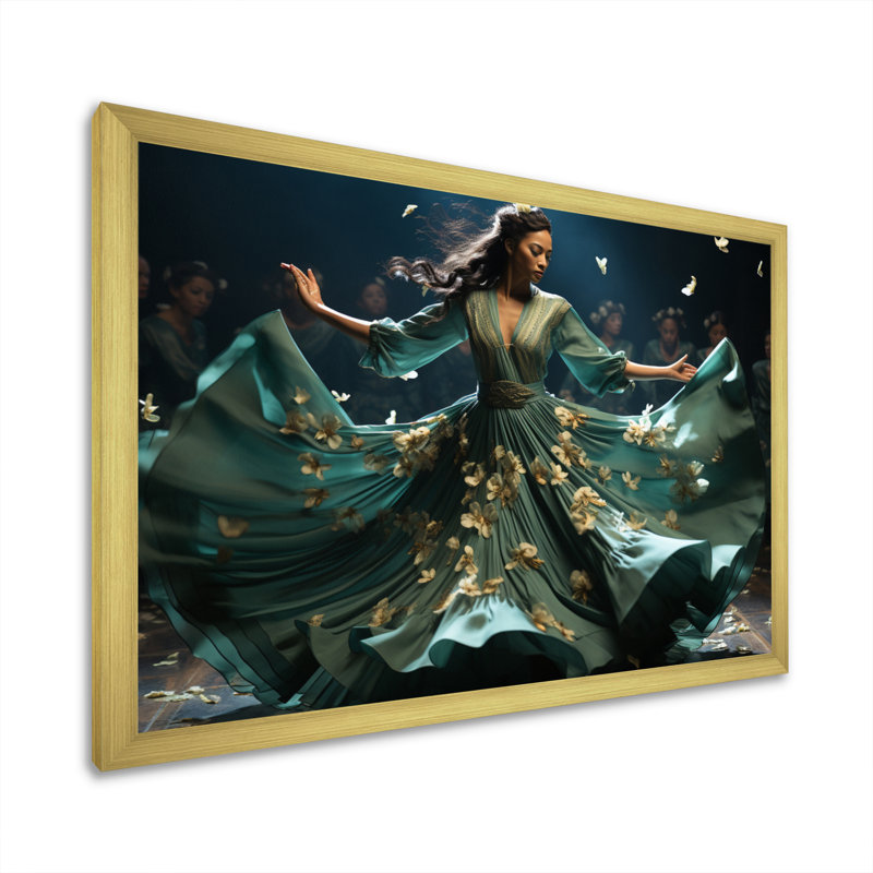 Elegant Rhythm Dancers II - imprimé, H 30 po x l 40 po x P 1,5 po, Encadrement doré