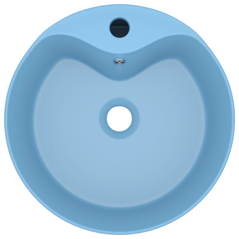 Belfry Bathroom Mccree 360mm L x 360mm W Ceramic Circular Sink with Overflow, Light Blue