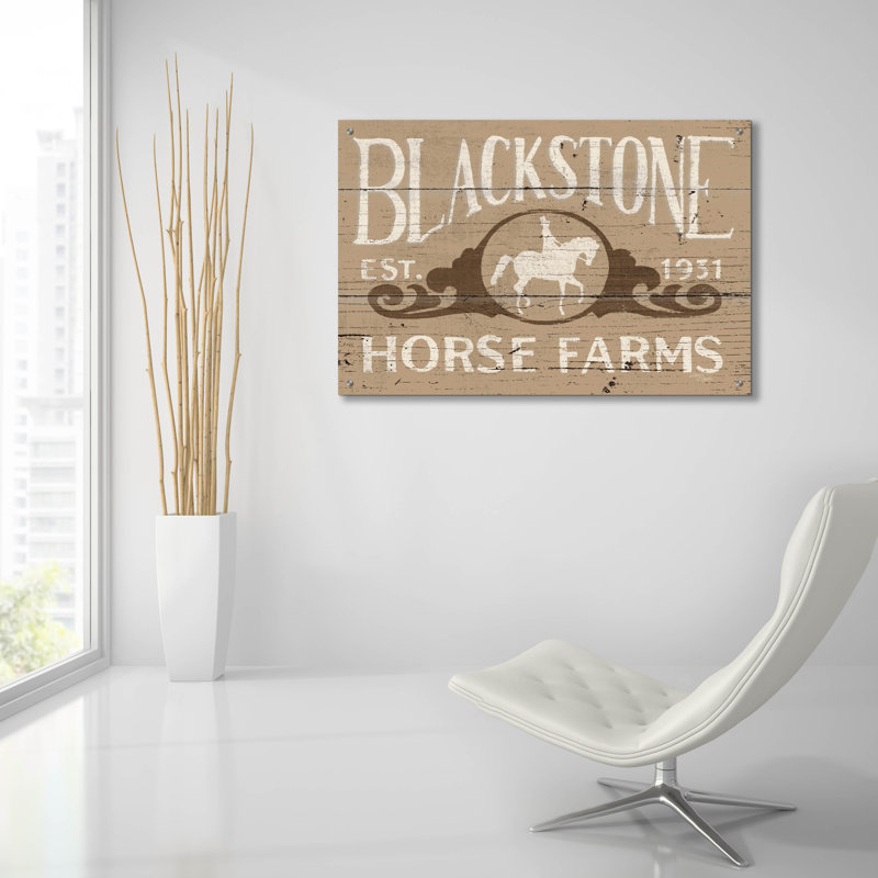 «Horse Signs 4 Neutral» par Wellington Studio, art mural en verre acrylique, H 24 po x l 36 po x P 0,2 po