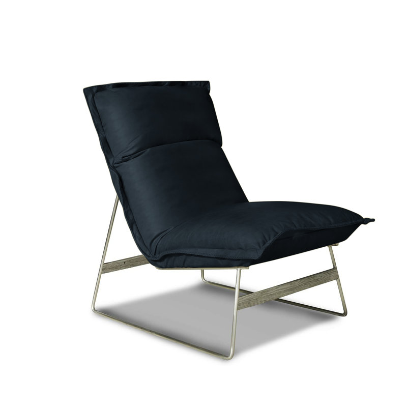 Tweety Leather Lounge Chair, Blue Moon (Cartier), Stainless Steel