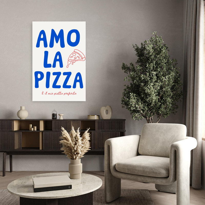 I Love Italian Pizza Contemporary Wall Art Print 1 Piece Wrapped Canvas Wall Art, 91.44cm H x 60.96cm W