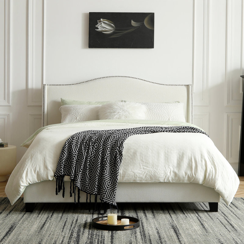 Hampton  Wingback Bed, Linen, King, Ivory