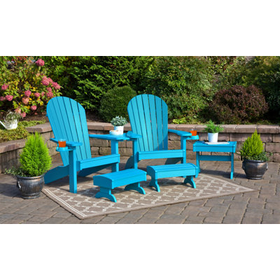 Chaise Adirondack en plastique avec repose-pieds et table Aatikah