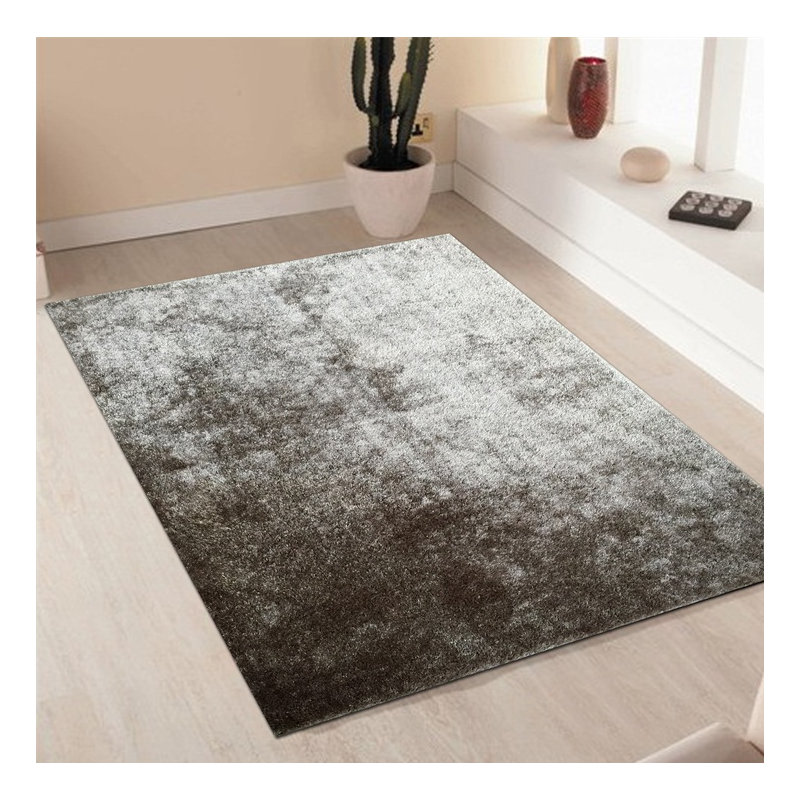 Tapis argenté touffeté à la main Hargett, Rectangle 8 pi x 11 pi