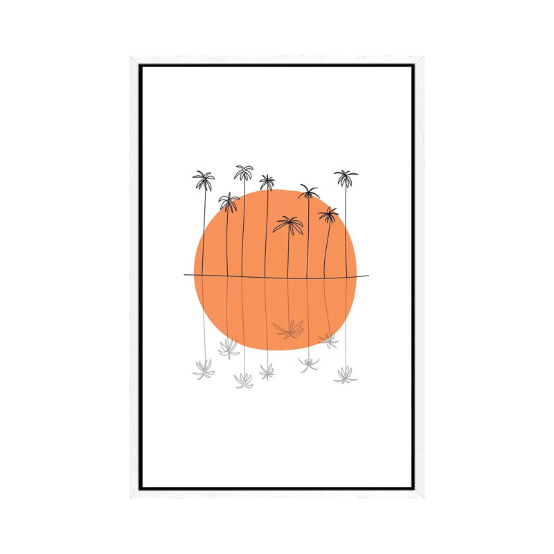 Sunset Palm - Print on Canvas, White Framed, 66.04 cm H x 45.72 cm W