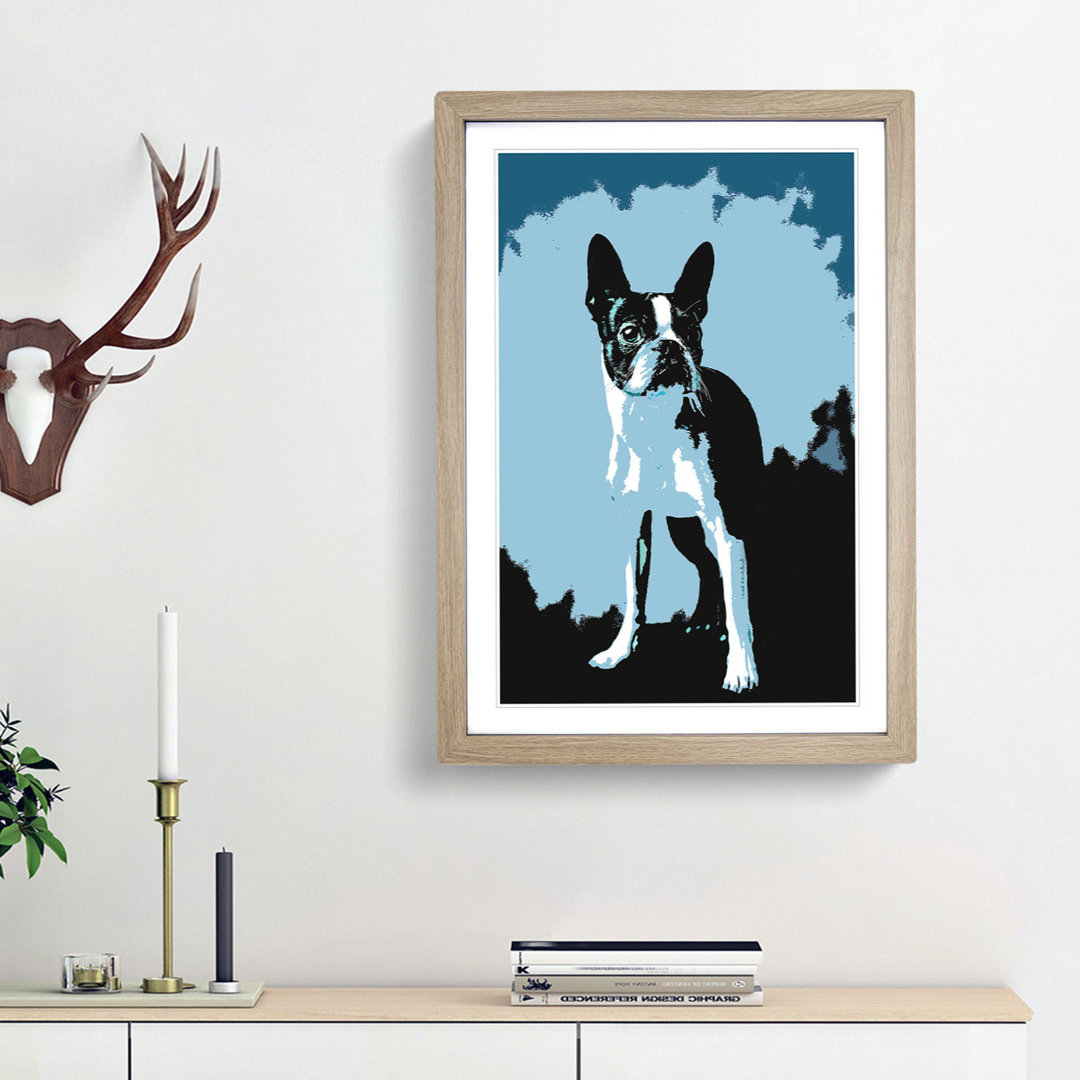 Boston Terrier Dog in Abstract - Framed Print