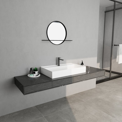 31-1/2'' X 19'' Stone Resin Bathroom Sink Wall-Mounted Vessel Sink With Faucet Hole
