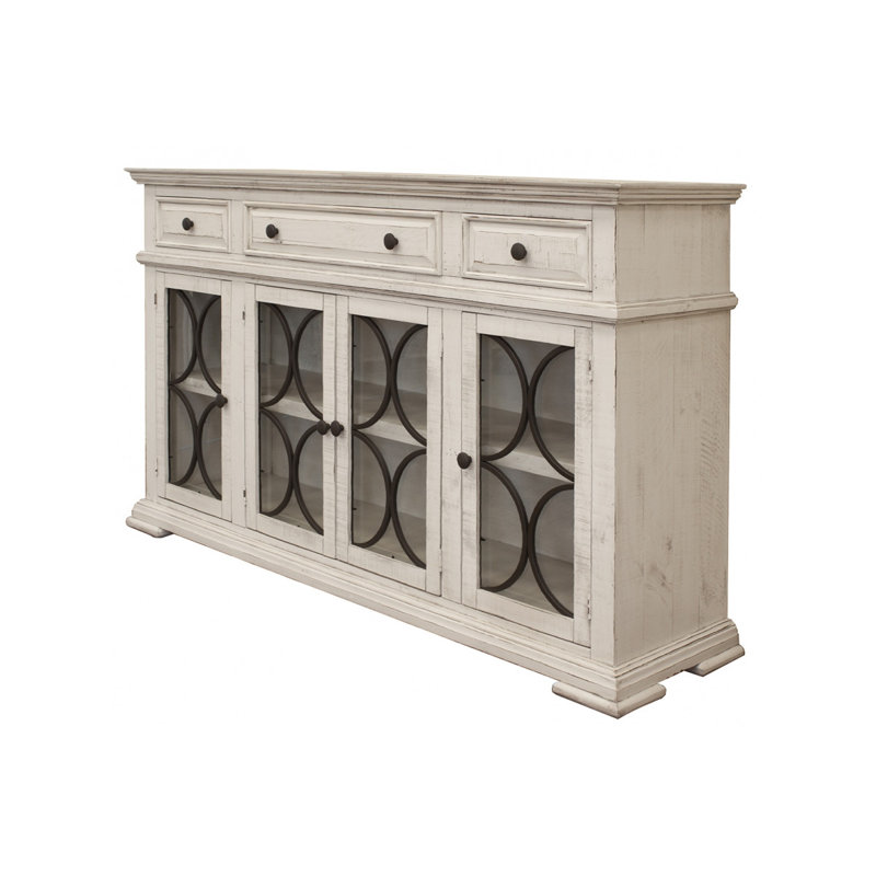 Crédence 74 po en bois manufacturé et ivoire vieilli