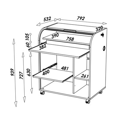 Solid Wood Base Secretary Desk