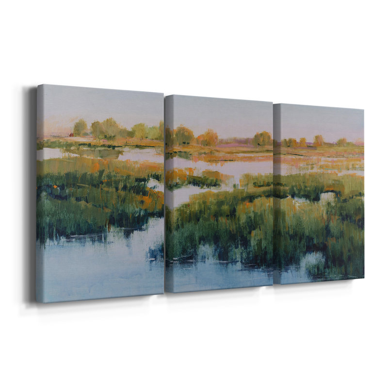 " Marshland View II " 3 - Pieces, 36" H x 72" W x 1" D