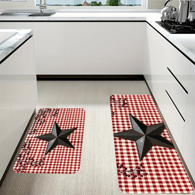 Ensemble de tapis de sol en flanelle 2 pièces Gingham