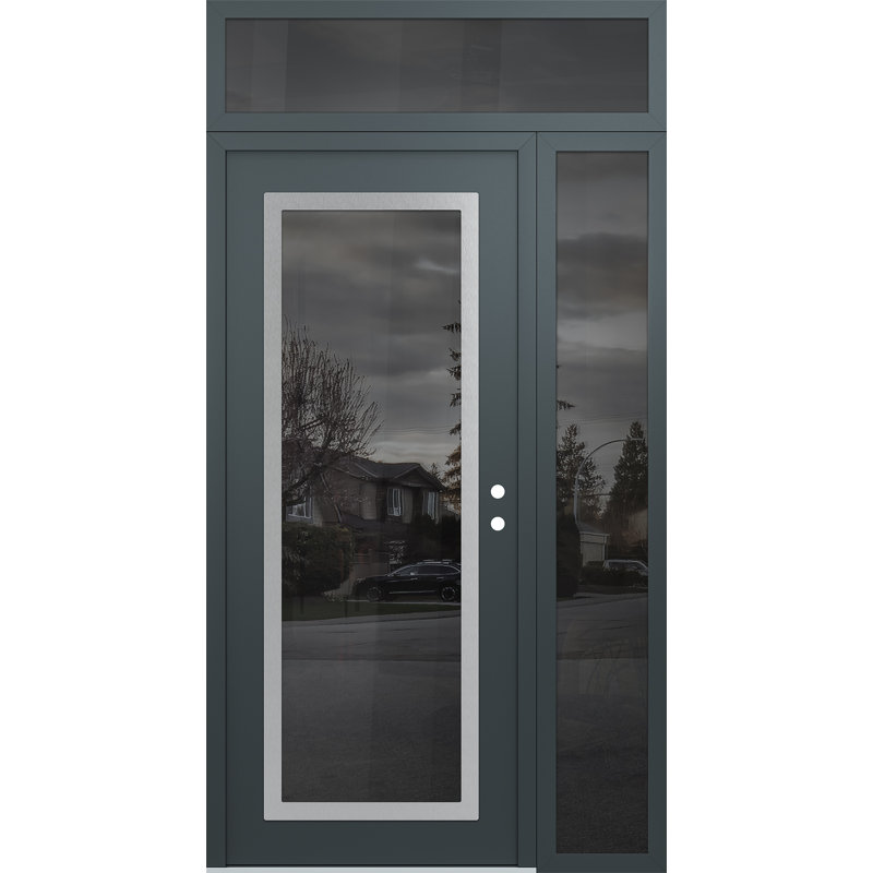 Clé gauche 50 po X 96 po Panneau de porte en verre argenté anthracite et anthracite, L 51,25 po x H 95,69 po, Réfléchissant