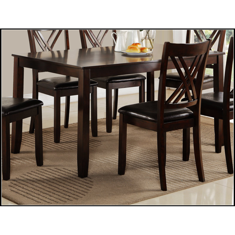 Ensemble de salle à manger 7 pièces avec table espresso brune et chaises rembourrées en polyuréthane pour une salle à manger élégante