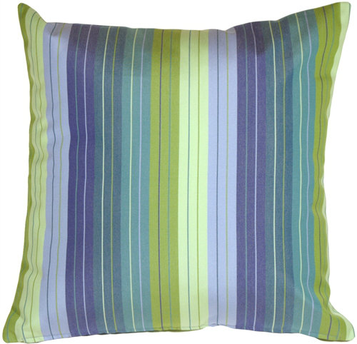 Sunbrella Fabric Seville Seaside Blue Green Striped Indoor Outdoor Patio Garden Polyester Filled Square Throw Pillow Pillow Decor