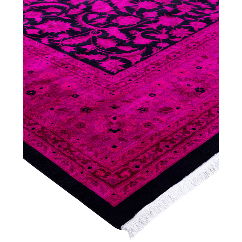 Overdyed Hand-Knotted Wool Modern-Contemporary Pink Area Rug 9' 2" x 12' 5"