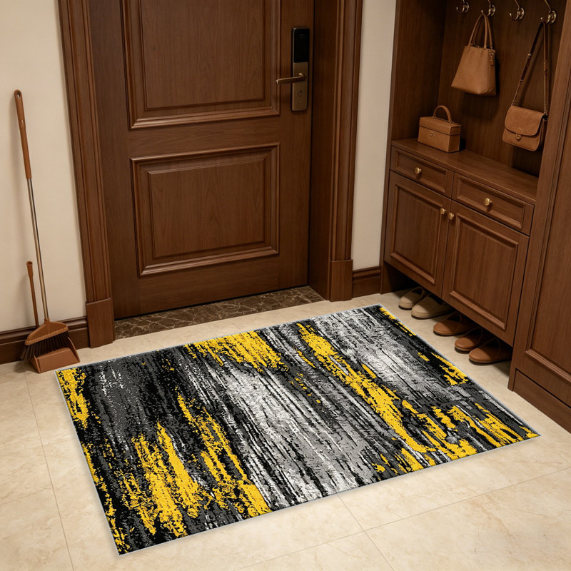Yellow Streak carpet-easy to clean, machine-washable, soft and comfortable; suitable for door mats, kitchens, living rooms, bedrooms, corridors, and laundry areas. Easy to clean, durable carpet for home decoration.