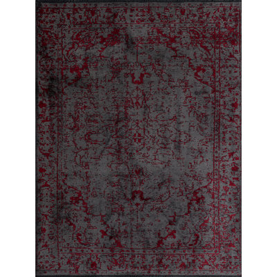 Gray/Red Oriental Luxury Area Rug