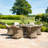 Balch 6 Seat Round Rattan Fire Pit Dining Set - with Lazy Susan